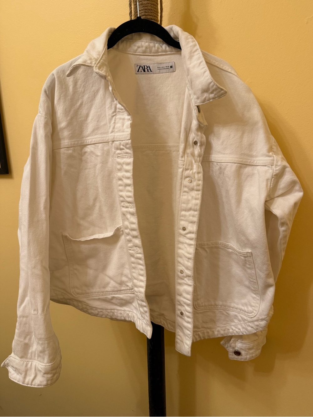 Zara Off-White Oversized Denim Jacket